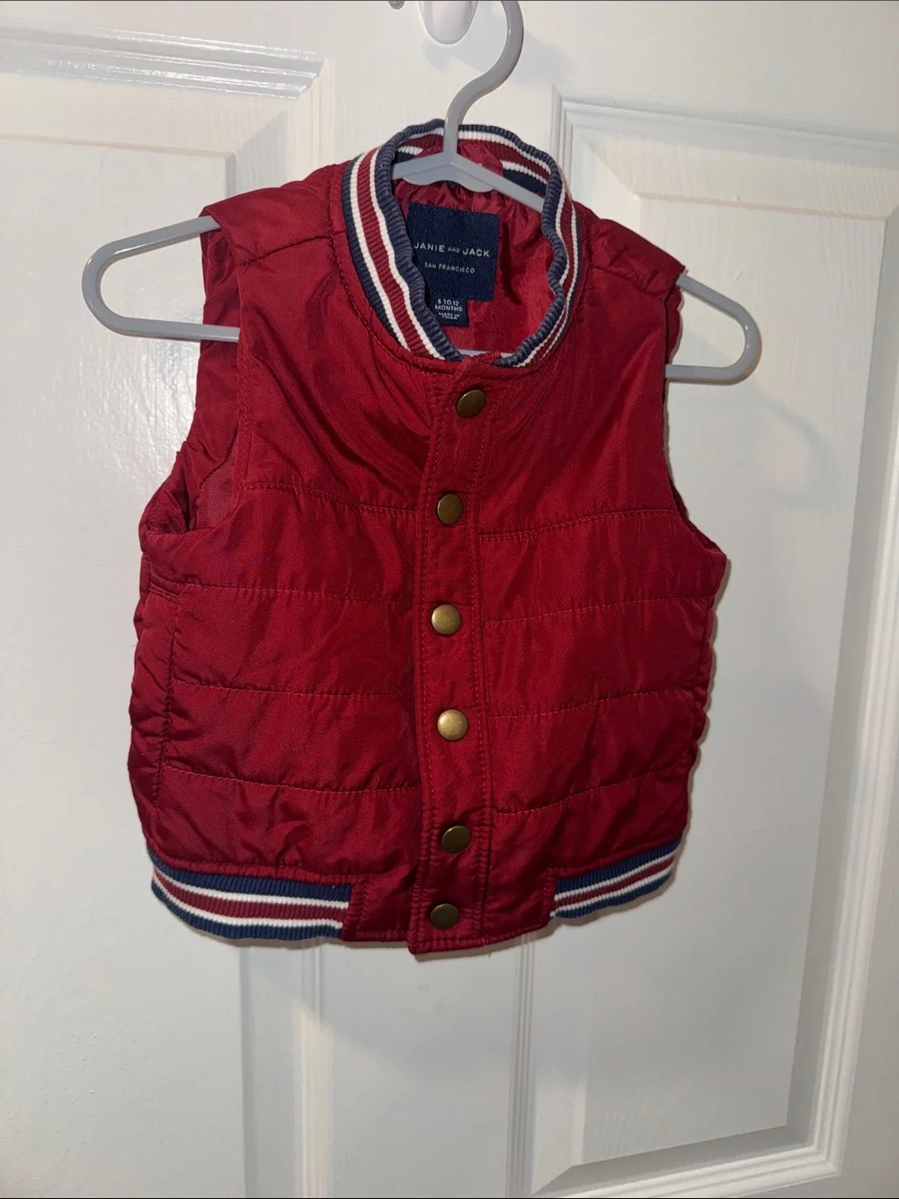 Janie and Jack Burgundy and Navy Puffer Vest Size 6/12M